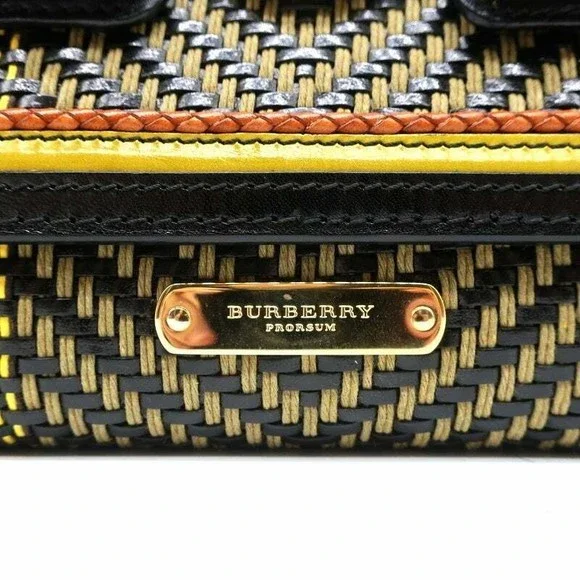 Burberry Prorsum Margot Oversize Buckle Clutch Black/Multi Woven Leather - Picture 3 of 12